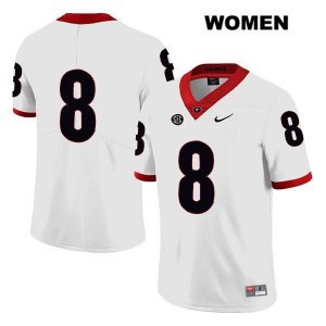 Women's Georgia Bulldogs NCAA #8 Lewis Cine Nike Stitched White Legend Authentic No Name College Football Jersey XPR4454HE